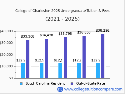 College of Charleston 2025 undergraduate tuition chart