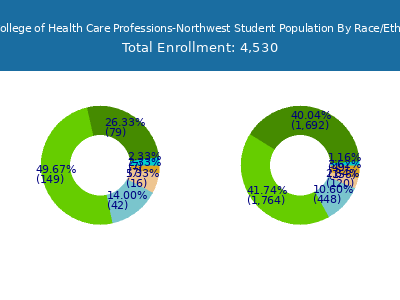 The College of Health Care Professions-Northwest 2025 Student Population by Gender and Race chart