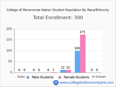 College of Menominee Nation 2025 Student Population by Gender and Race chart