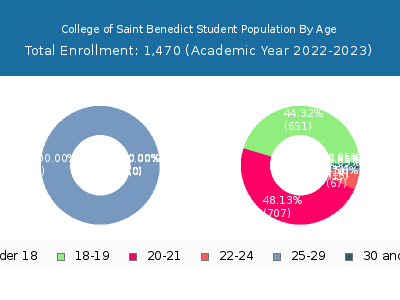 College of Saint Benedict 2023 Student Population Age Diversity Pie chart