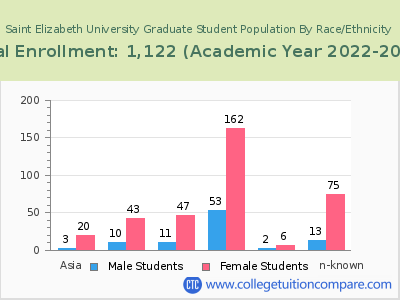 Saint Elizabeth University 2023 Graduate Enrollment by Gender and Race chart