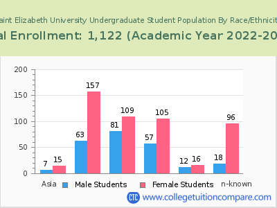 Saint Elizabeth University 2023 Undergraduate Enrollment by Gender and Race chart
