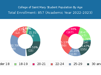 College of Saint Mary 2023 Student Population Age Diversity Pie chart
