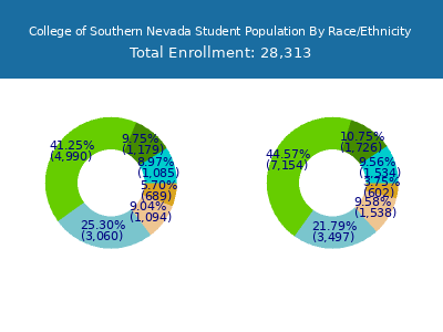 College of Southern Nevada 2025 Student Population by Gender and Race chart