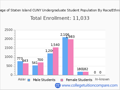 College of Staten Island CUNY 2025 Undergraduate Enrollment by Gender and Race chart