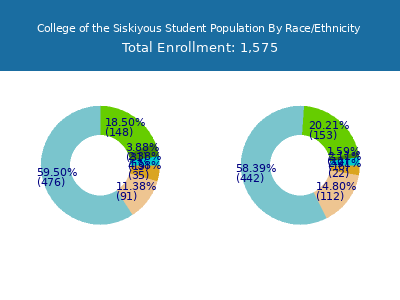 College of the Siskiyous 2025 Student Population by Gender and Race chart