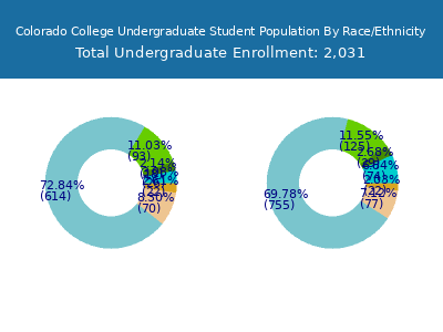 Colorado College 2025 Undergraduate Enrollment by Gender and Race chart