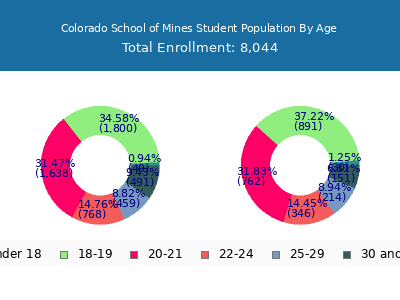 Colorado School of Mines 2024 Student Population Age Diversity Pie chart