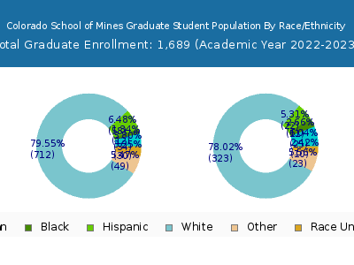 Colorado School of Mines 2023 Graduate Enrollment by Gender and Race chart