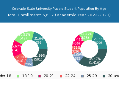 Colorado State University Pueblo 2023 Student Population Age Diversity Pie chart