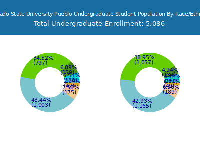 Colorado State University Pueblo 2025 Undergraduate Enrollment by Gender and Race chart