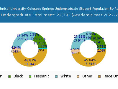 Colorado Technical University-Colorado Springs 2023 Undergraduate Enrollment by Gender and Race chart