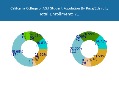 California College of ASU 2025 Student Population by Gender and Race chart