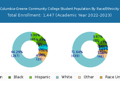 Columbia-Greene Community College 2023 Student Population by Gender and Race chart