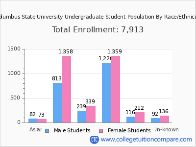 Columbus State University 2025 Undergraduate Enrollment by Gender and Race chart