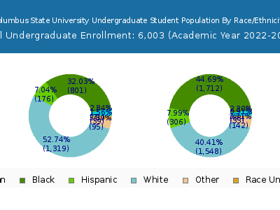 Columbus State University 2023 Undergraduate Enrollment by Gender and Race chart