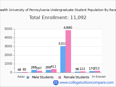 Commonwealth University of Pennsylvania 2025 Undergraduate Enrollment by Gender and Race chart