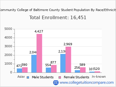 Community College of Baltimore County 2025 Student Population by Gender and Race chart