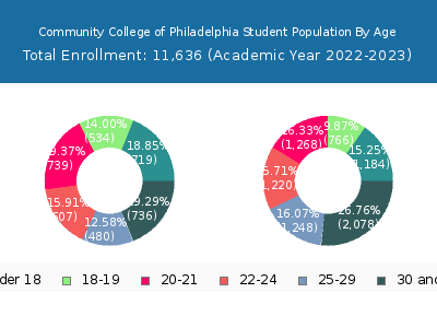 Community College of Philadelphia 2023 Student Population Age Diversity Pie chart