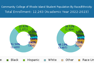 Community College of Rhode Island 2023 Student Population by Gender and Race chart