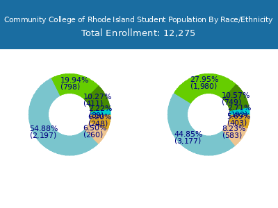 Community College of Rhode Island 2025 Student Population by Gender and Race chart