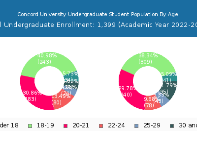 Concord University 2023 Undergraduate Enrollment Age Diversity Pie chart