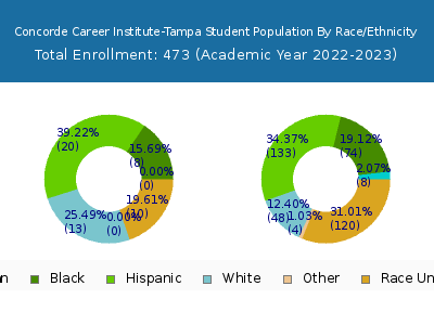 Concorde Career Institute-Tampa 2023 Student Population by Gender and Race chart