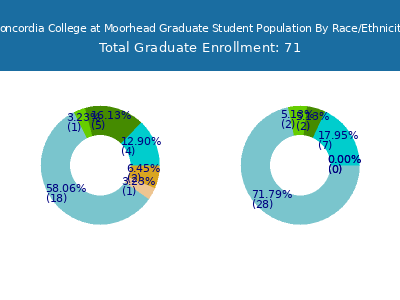 Concordia College at Moorhead 2025 Graduate Enrollment by Gender and Race chart