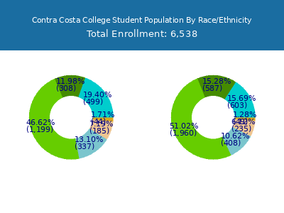 Contra Costa College 2025 Student Population by Gender and Race chart