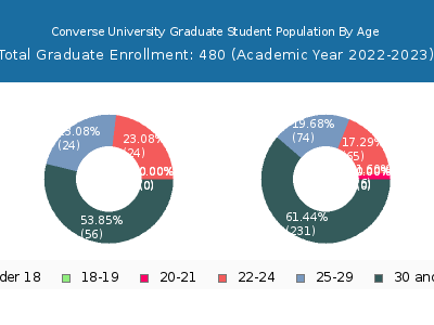 Converse University 2023 Graduate Enrollment Age Diversity Pie chart