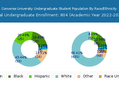 Converse University 2023 Undergraduate Enrollment by Gender and Race chart