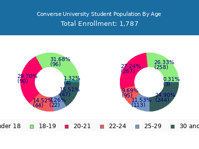 Converse University 2024 Student Population Age Diversity Pie chart