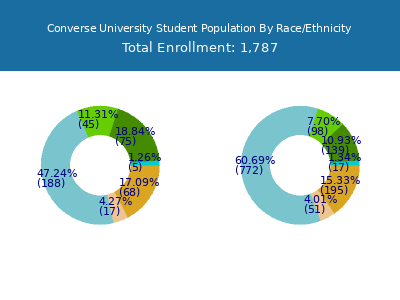 Converse University 2025 Student Population by Gender and Race chart
