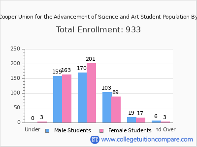 The Cooper Union for the Advancement of Science and Art 2025 Student Population by Age chart