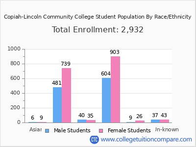 Copiah-Lincoln Community College 2025 Student Population by Gender and Race chart