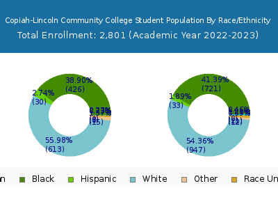 Copiah-Lincoln Community College 2023 Student Population by Gender and Race chart