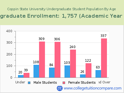 Coppin State University 2023 Undergraduate Enrollment by Age chart