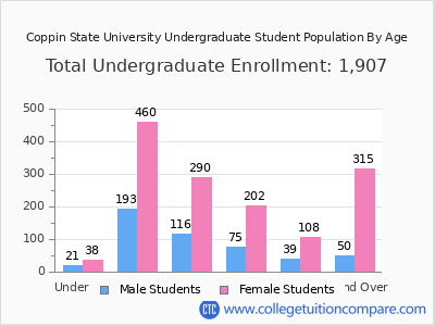 Coppin State University 2025 Undergraduate Enrollment by Age chart