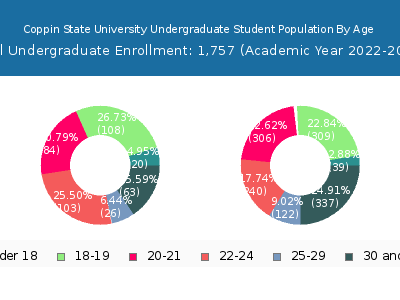 Coppin State University 2023 Undergraduate Enrollment Age Diversity Pie chart