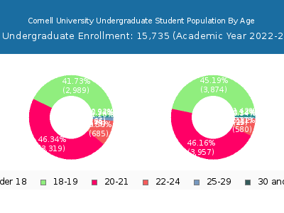Cornell University 2023 Undergraduate Enrollment Age Diversity Pie chart