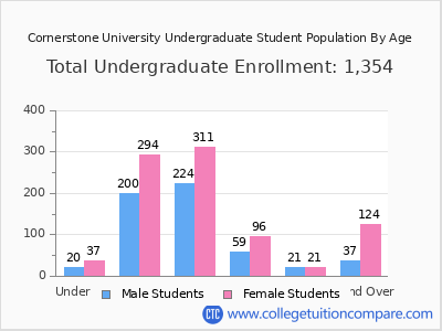 Cornerstone University 2024 Undergraduate Enrollment by Age chart