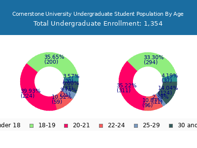 Cornerstone University 2024 Undergraduate Enrollment Age Diversity Pie chart