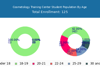 Cosmetology Training Center 2024 Student Population Age Diversity Pie chart