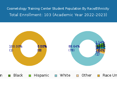 Cosmetology Training Center 2023 Student Population by Gender and Race chart