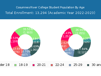 Cosumnes River College 2023 Student Population Age Diversity Pie chart