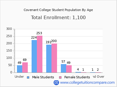 Covenant College 2025 Student Population by Age chart