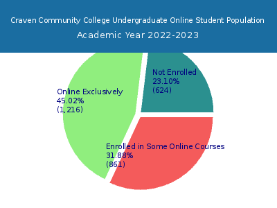 Craven Community College 2023 Online Student Population chart