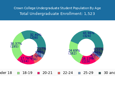 Crown College 2024 Undergraduate Enrollment Age Diversity Pie chart