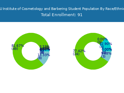 CRU Institute of Cosmetology and Barbering 2025 Student Population by Gender and Race chart