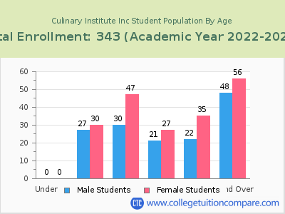 Culinary Institute Inc 2023 Student Population by Age chart